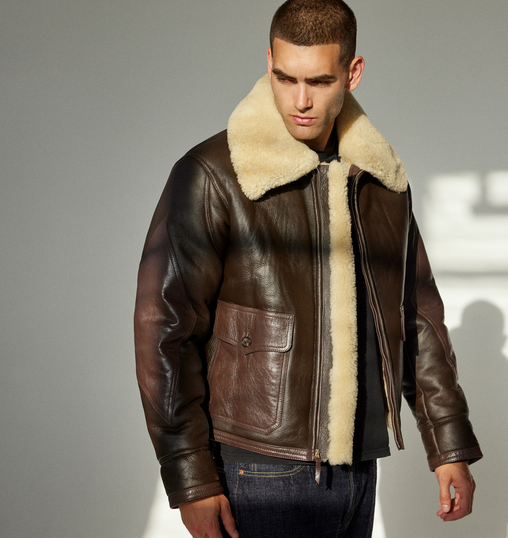 Mens Classic Flight Jacket – Sheepskin Leather Jacket – Trendy ...